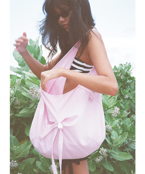 ボウキャンバスバッグ - ピンク