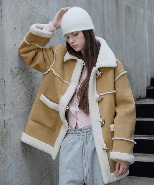 SUEDE MUSTANG HALF JACKET BEIGE