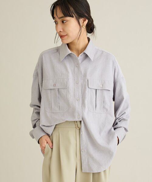 CRAFT STANDARD BOUTIQUE(クラフトスタンダードブティック)の「とろみワークシャツ(シャツ/ブラウス・レディース・ライトパープル/ライトグリーン・FREE)」の2枚目の写真