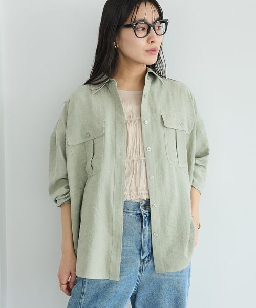 CRAFT STANDARD BOUTIQUE(クラフトスタンダードブティック)の「とろみワークシャツ(シャツ/ブラウス・レディース・ライトパープル/ライトグリーン・FREE)」の4枚目の写真