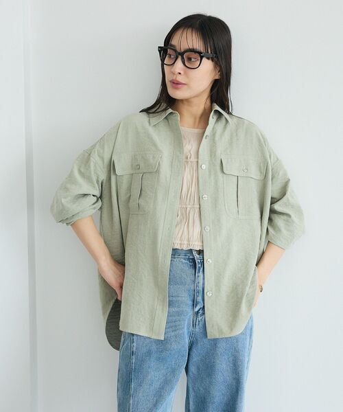 CRAFT STANDARD BOUTIQUE(クラフトスタンダードブティック)の「とろみワークシャツ(シャツ/ブラウス・レディース・ライトパープル/ライトグリーン・FREE)」の5枚目の写真