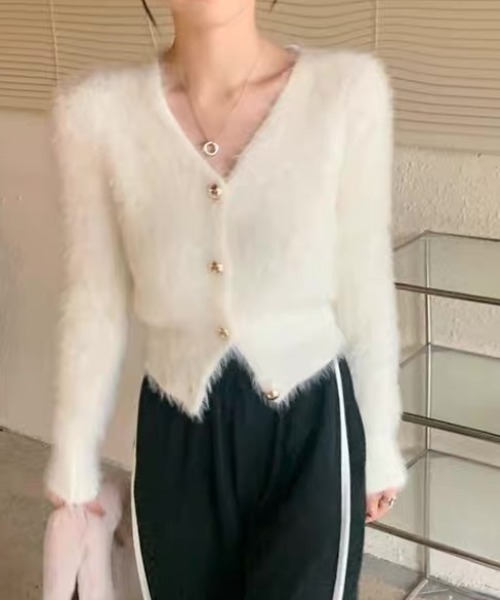 ampm(エーエムピーエム)の「シャギーニット パールボタンカーディガン(カーディガン/ボレロ・レディース・ホワイト/ブラック・L/M)」の19枚目の写真