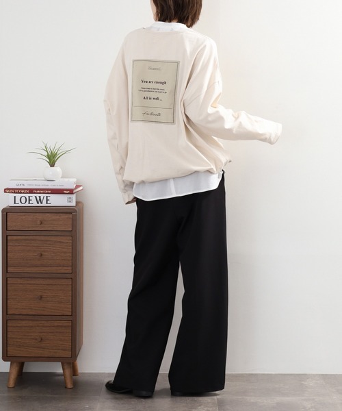 Arinomama(アリノママ)の「Arinomama 異素材切り替えプリントロンT(Tシャツ/カットソー・レディース・ブラック/ライトグリーン/アイボリー/ライトブルー・FREE)」の13枚目の写真