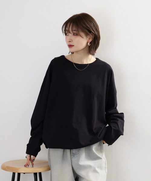 Arinomama(アリノママ)の「Arinomama 異素材切り替えプリントロンT(Tシャツ/カットソー・レディース・ブラック/ライトグリーン/アイボリー/ライトブルー・FREE)」の14枚目の写真