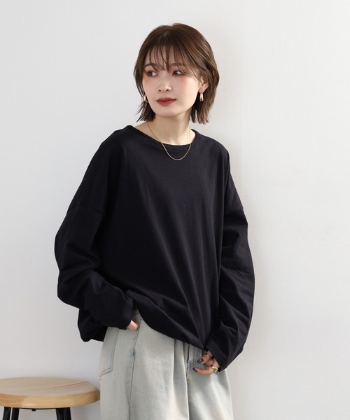 Arinomama(アリノママ)の「Arinomama 異素材切り替えプリントロンT(Tシャツ/カットソー・レディース・ブラック/ライトグリーン/アイボリー/ライトブルー・FREE)」の16枚目の写真