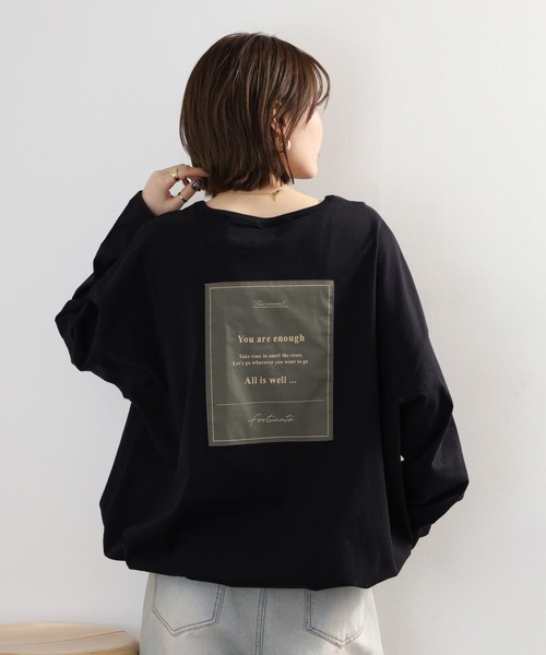 Arinomama(アリノママ)の「Arinomama 異素材切り替えプリントロンT(Tシャツ/カットソー・レディース・ブラック/ライトグリーン/アイボリー/ライトブルー・FREE)」の17枚目の写真