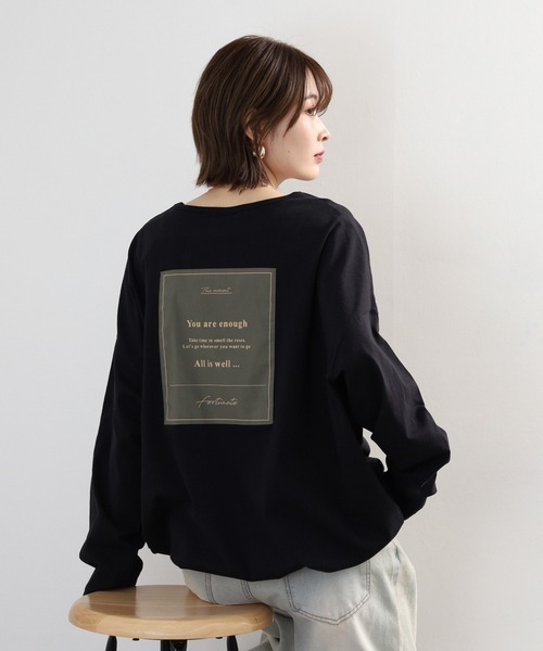 Arinomama(アリノママ)の「Arinomama 異素材切り替えプリントロンT(Tシャツ/カットソー・レディース・ブラック/ライトグリーン/アイボリー/ライトブルー・FREE)」の18枚目の写真
