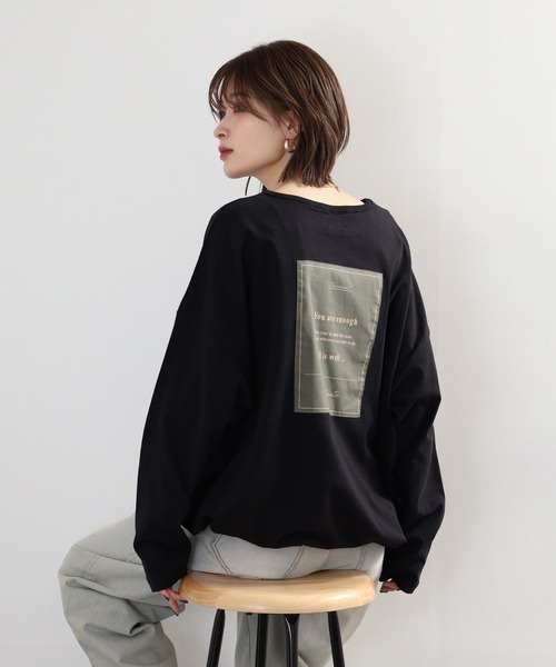 Arinomama(アリノママ)の「Arinomama 異素材切り替えプリントロンT(Tシャツ/カットソー・レディース・ブラック/ライトグリーン/アイボリー/ライトブルー・FREE)」の19枚目の写真