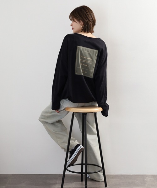 Arinomama(アリノママ)の「Arinomama 異素材切り替えプリントロンT(Tシャツ/カットソー・レディース・ブラック/ライトグリーン/アイボリー/ライトブルー・FREE)」の22枚目の写真