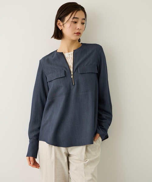 ROPE'（ロペ）の「フロントジップブラウス/イージーケア・セットアップ対応（シャツ/ブラウス・レディース・ピンク/ダークブラウン/ネイビー・38/36）」の18枚目の写真