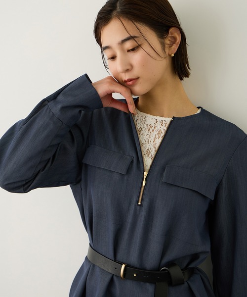 ROPE'（ロペ）の「フロントジップブラウス/セットアップ対応・イージーケア（シャツ/ブラウス・レディース・ピンク/ダークブラウン/ネイビー・38/36）」の22枚目の写真