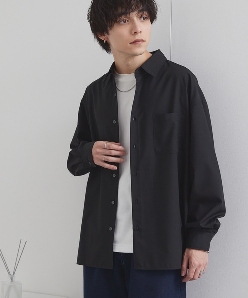 MONO-MART（モノマート）の「ライトTR フレンチフロント サイドスリット レギュラーカラー長袖シャツ / UVカット＆アンチピリング＆イージーケア【セットアップ対応】（シャツ/ブラウス・メンズ・ブルーグレー/モカ/ブラック/ブラウン/ライトグレー/オフホワイト/レッド系・M/S/L）」の22枚目の写真
