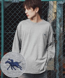 【POLOCHAMPS】ワンポイント刺繍 クルーネック ロングスリーブTシャツ