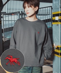 【POLOCHAMPS】ワンポイント刺繍 クルーネック ロングスリーブTシャツ