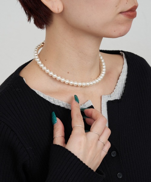 CIAOPANIC TYPY（チャオパニックティピー）の「lilスプリングチョーカー（ネックレス・レディース・ホワイト/ブラック・ONE SIZE）」の2枚目の写真