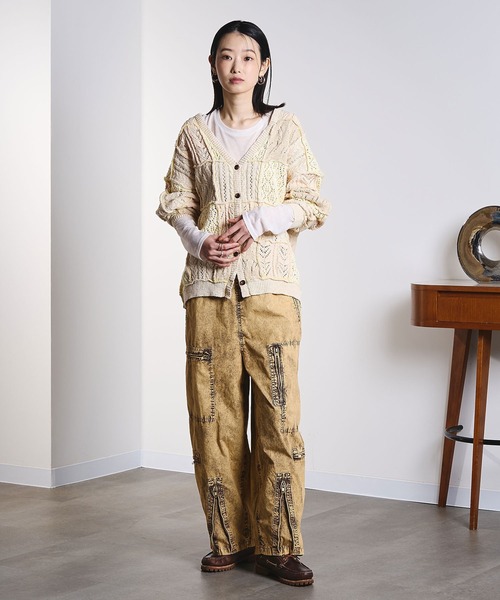 ROSE BUD(ローズバッド)の「(CREOLME)PATCHWORK KNIT CARDIGAN(カーディガン/ボレロ・レディース・オレンジ/ベージュ/グレー・ONE SIZE)」の15枚目の写真