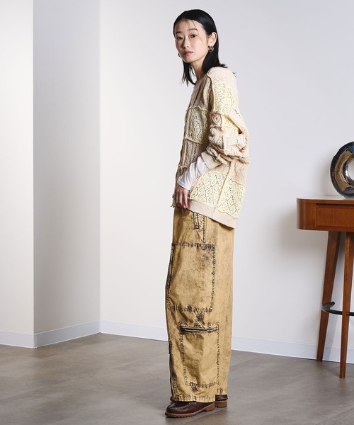 ROSE BUD(ローズバッド)の「(CREOLME)PATCHWORK KNIT CARDIGAN(カーディガン/ボレロ・レディース・オレンジ/ベージュ/グレー・ONE SIZE)」の16枚目の写真