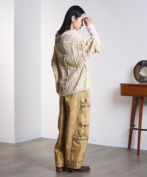 ROSE BUD(ローズバッド)の「(CREOLME)PATCHWORK KNIT CARDIGAN(カーディガン/ボレロ・レディース・オレンジ/ベージュ/グレー・ONE SIZE)」の17枚目の写真