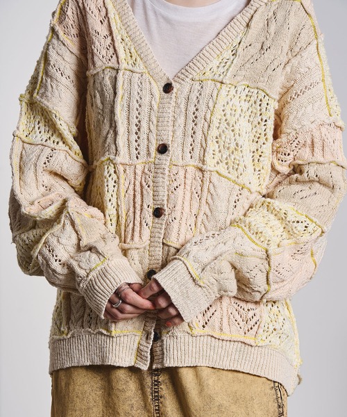 ROSE BUD(ローズバッド)の「(CREOLME)PATCHWORK KNIT CARDIGAN(カーディガン/ボレロ・レディース・オレンジ/ベージュ/グレー・ONE SIZE)」の19枚目の写真
