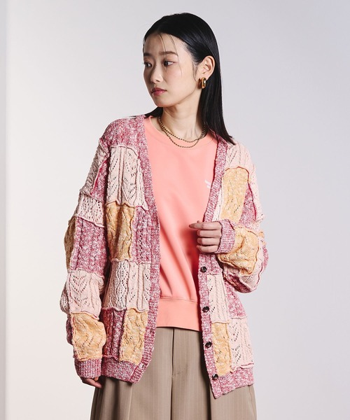 ROSE BUD(ローズバッド)の「(CREOLME)PATCHWORK KNIT CARDIGAN(カーディガン/ボレロ・レディース・オレンジ/ベージュ/グレー・ONE SIZE)」の21枚目の写真