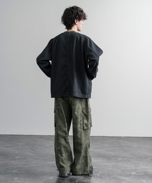 KRIFF MAYER（クリフメイヤー）の「KRIFF MAYER ノーカラーデニムカバーオールワークジャケット 2534002（ノーカラージャケット・メンズ・ダークブルー/チャコール/ナチュラル/ライトブルー・M/L/XL）」の9枚目の写真