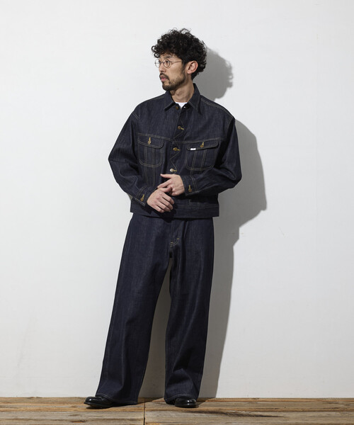 Lee（リー）の「Lee × FREAK'S STORE/リー 別注 101-J RIDERS JACKET/リー ワンオーワン ジェー デニム ライダース ジャケット（デニムジャケット・メンズ・ネイビー/インディゴブルー・LARGE/MEDIUM）」の20枚目の写真