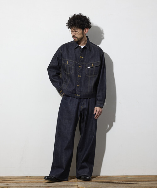 Lee（リー）の「Lee × FREAK'S STORE/リー 別注 101-J RIDERS JACKET/リー ワンオーワン ジェー デニム ライダース ジャケット（デニムジャケット・メンズ・ネイビー/インディゴブルー・LARGE/MEDIUM）」の21枚目の写真