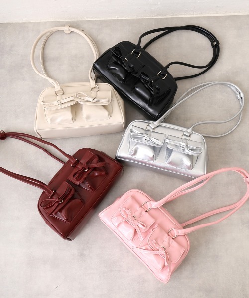 DEMETER(デメテル)の「ダブルポケット リボン ハンドルショルダー(ショルダーバッグ・レディース・レッド/ピンク/ブラック/シルバー/オフホワイト・FREE)」の6枚目の写真