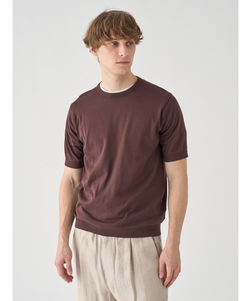 JOHN SMEDLEY(ジョンスメドレー)の「半袖コットンニットTシャツ(ニット/セーター・メンズ・ブラウン系その他2・L/S/XL/M)」の3枚目の写真
