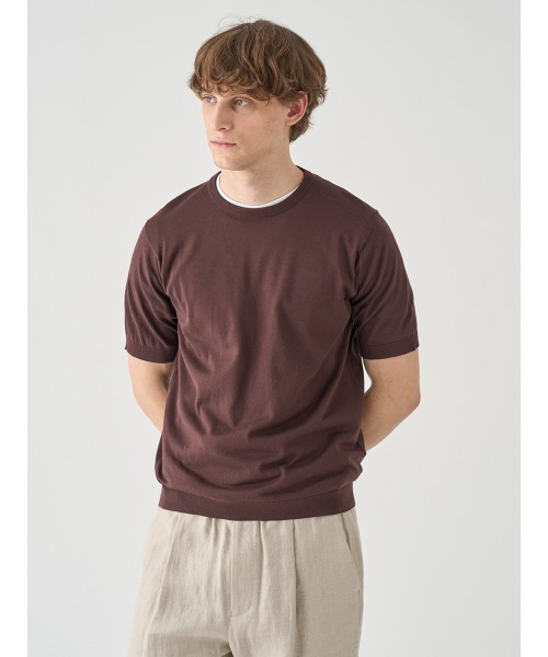 JOHN SMEDLEY(ジョンスメドレー)の「半袖コットンニットTシャツ(ニット/セーター・メンズ・ブラウン系その他2・L/S/XL/M)」の4枚目の写真