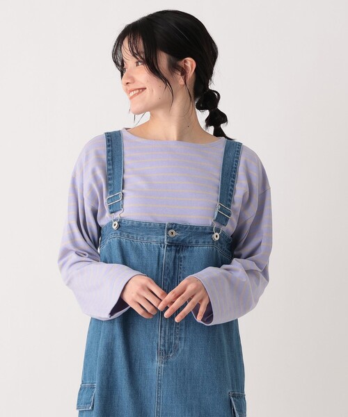 Afternoon Tea(アフタヌーンティー)の「MON JOURNAL配色ボーダープルオーバー(Tシャツ/カットソー・レディース・パープル/グレー/ブルー/ベージュ・MEDIUM)」の4枚目の写真