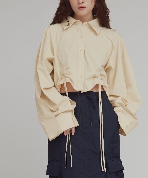 W:Huku（フーク）の「【W:Huku / スムースタッチコットン】シャーリング ブラウス / Smooth Touch Cotton Shirring Blouse（シャツ/ブラウス・レディース・スカイブルー/ブラック/オフホワイト/ベージュ系その他・FREE）」の4枚目の写真