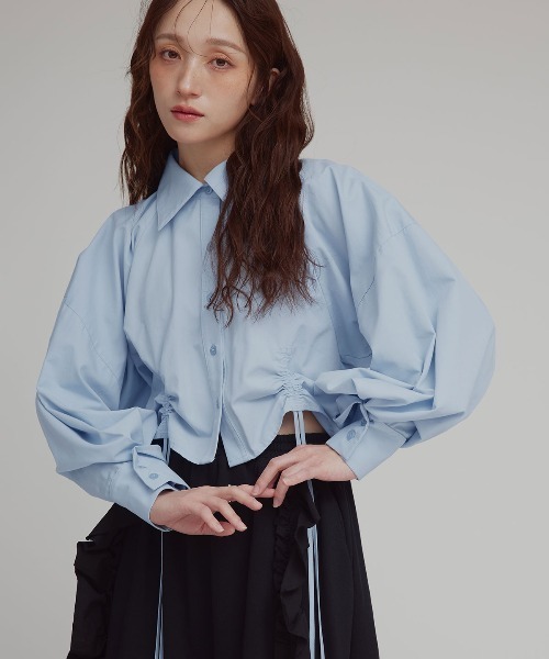 W:Huku（フーク）の「【W:Huku / スムースタッチコットン】シャーリング ブラウス / Smooth Touch Cotton Shirring Blouse（シャツ/ブラウス・レディース・スカイブルー/ブラック/オフホワイト/ベージュ系その他・FREE）」の6枚目の写真
