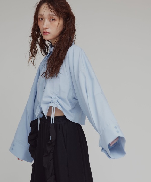 W:Huku（フーク）の「【W:Huku / スムースタッチコットン】シャーリング ブラウス / Smooth Touch Cotton Shirring Blouse（シャツ/ブラウス・レディース・スカイブルー/ブラック/オフホワイト/ベージュ系その他・FREE）」の11枚目の写真
