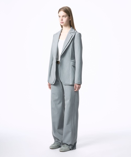 Nora Lily elle(ノラリリーエル)の「【Nora Lily】「elle」Pin Stripe Straight Patch Line Pants(スラックス・レディース・ダークグレー/グレー・FREE)」の5枚目の写真
