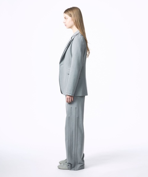 Nora Lily elle(ノラリリーエル)の「【Nora Lily】「elle」Pin Stripe Straight Patch Line Pants(スラックス・レディース・ダークグレー/グレー・FREE)」の6枚目の写真