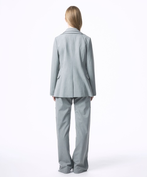 Nora Lily elle(ノラリリーエル)の「【Nora Lily】「elle」Pin Stripe Straight Patch Line Pants(スラックス・レディース・ダークグレー/グレー・FREE)」の7枚目の写真