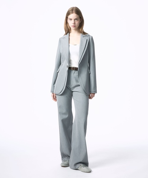 Nora Lily elle(ノラリリーエル)の「【Nora Lily】「elle」Pin Stripe Straight Patch Line Pants(スラックス・レディース・ダークグレー/グレー・FREE)」の8枚目の写真