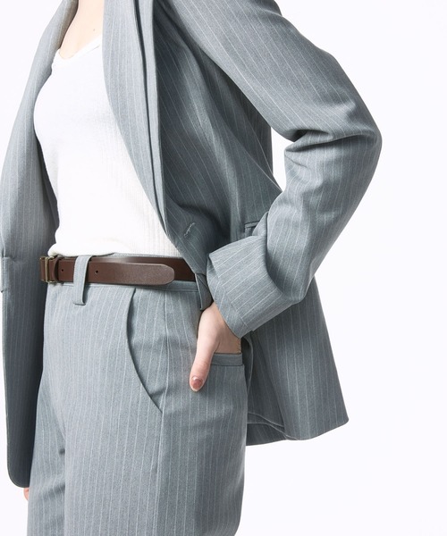Nora Lily elle(ノラリリーエル)の「【Nora Lily】「elle」Pin Stripe Straight Patch Line Pants(スラックス・レディース・ダークグレー/グレー・FREE)」の9枚目の写真