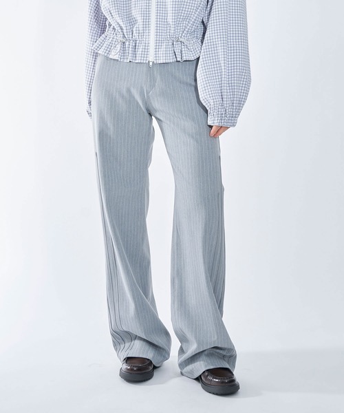Nora Lily elle(ノラリリーエル)の「【Nora Lily】「elle」Pin Stripe Straight Patch Line Pants(スラックス・レディース・ダークグレー/グレー・FREE)」の20枚目の写真