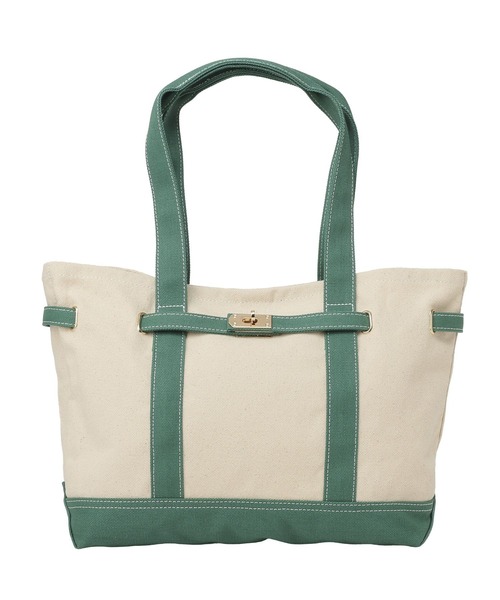 earth music&ecology（アースミュージックアンドエコロジー）の「ベルトキャンバストートバッグ L（トートバッグ・レディース・ネイビー/グリーン/イエロー・FREE）」の17枚目の写真