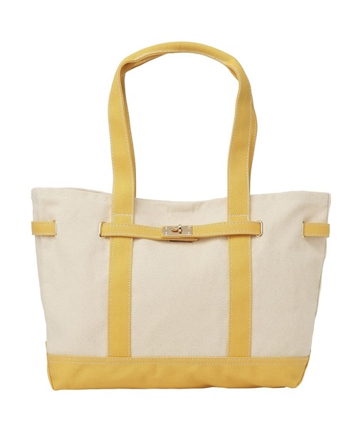 earth music&ecology（アースミュージックアンドエコロジー）の「ベルトキャンバストートバッグ L（トートバッグ・レディース・ネイビー/グリーン/イエロー・FREE）」の8枚目の写真