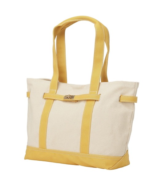 earth music&ecology（アースミュージックアンドエコロジー）の「ベルトキャンバストートバッグ L（トートバッグ・レディース・ネイビー/グリーン/イエロー・FREE）」の9枚目の写真