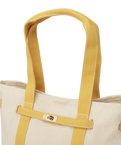 earth music&ecology（アースミュージックアンドエコロジー）の「ベルトキャンバストートバッグ L（トートバッグ・レディース・ネイビー/グリーン/イエロー・FREE）」の15枚目の写真