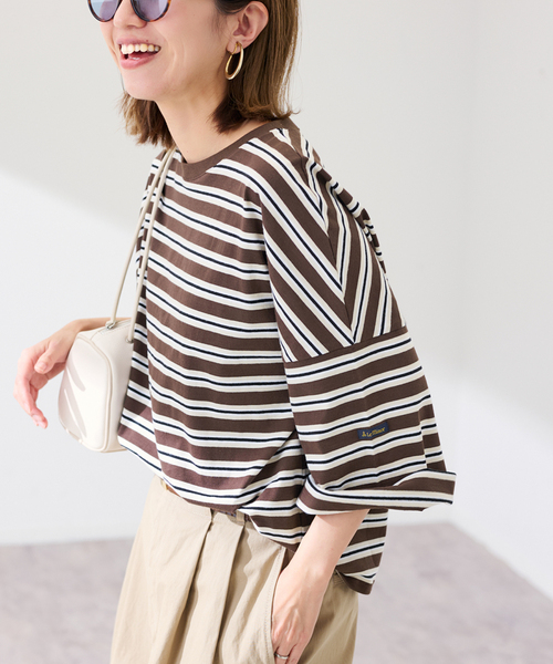 FRAMeWORK(フレームワーク)の「≪新色 / 追加≫Le minor/ルミノア 別注ドロップショルダー(Tシャツ/カットソー・レディース・ブラック/ブラウン・FREE)」の9枚目の写真