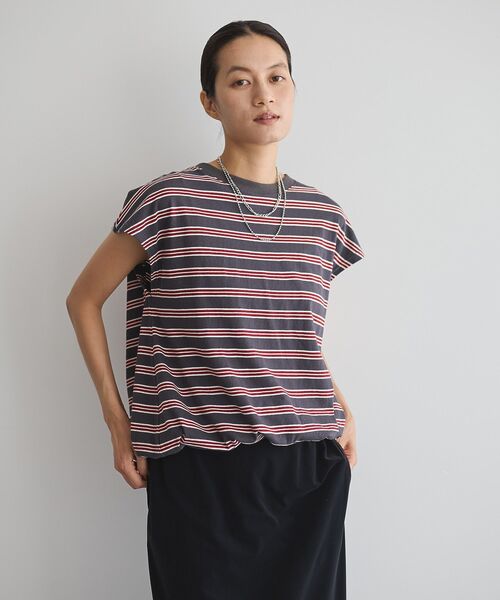 GARAGE OF GOOD CLOTHING(ガレージオブグッドクロージング)の「マルチボーダードロストプルオーバー(Tシャツ/カットソー・レディース・グレー系その他/チャコールグレー/ネイビー/テラコッタ・FREE)」の2枚目の写真