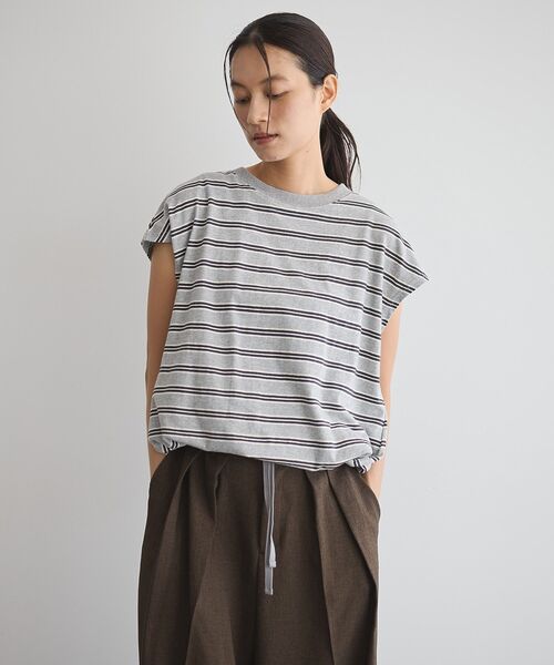 GARAGE OF GOOD CLOTHING(ガレージオブグッドクロージング)の「マルチボーダードロストプルオーバー(Tシャツ/カットソー・レディース・グレー系その他/チャコールグレー/ネイビー/テラコッタ・FREE)」の6枚目の写真