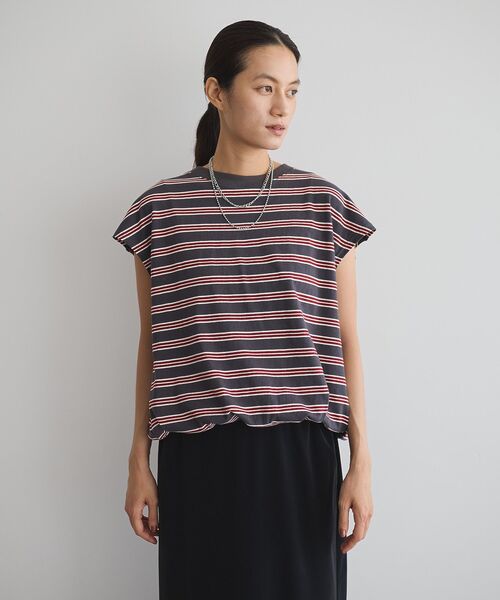 GARAGE OF GOOD CLOTHING(ガレージオブグッドクロージング)の「マルチボーダードロストプルオーバー(Tシャツ/カットソー・レディース・グレー系その他/チャコールグレー/ネイビー/テラコッタ・FREE)」の14枚目の写真