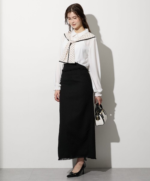 slattgir(スラットジール)の「高身長 スカーフ付ブラウス(トールサイズ)(シャツ/ブラウス・レディース・ブラック系/ホワイト系その他・TM/TL/TLL/T3L/T4L/T5L)」の7枚目の写真