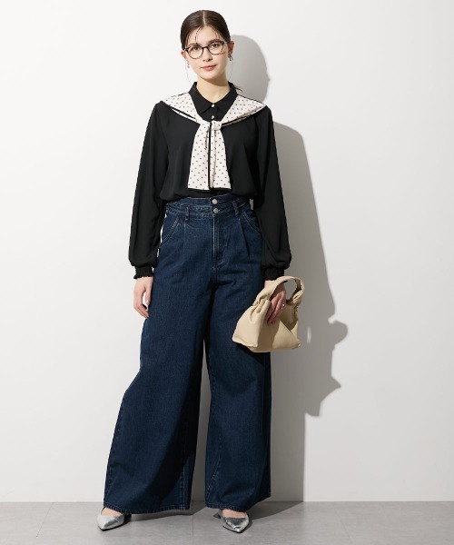 slattgir(スラットジール)の「高身長 スカーフ付ブラウス(トールサイズ)(シャツ/ブラウス・レディース・ブラック系/ホワイト系その他・TM/TL/TLL/T3L/T4L/T5L)」の8枚目の写真